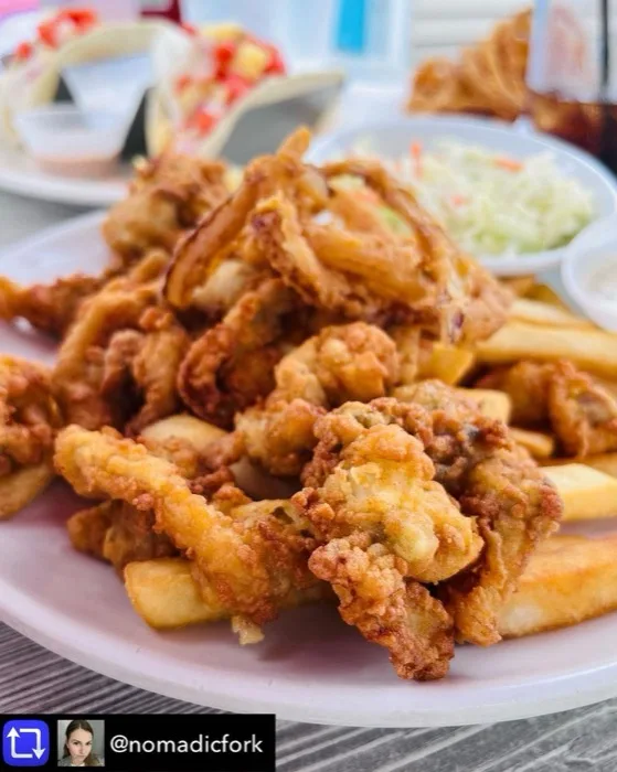 Fried calamari basket with fries